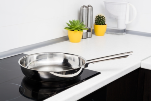 induction cooktop with frying pan